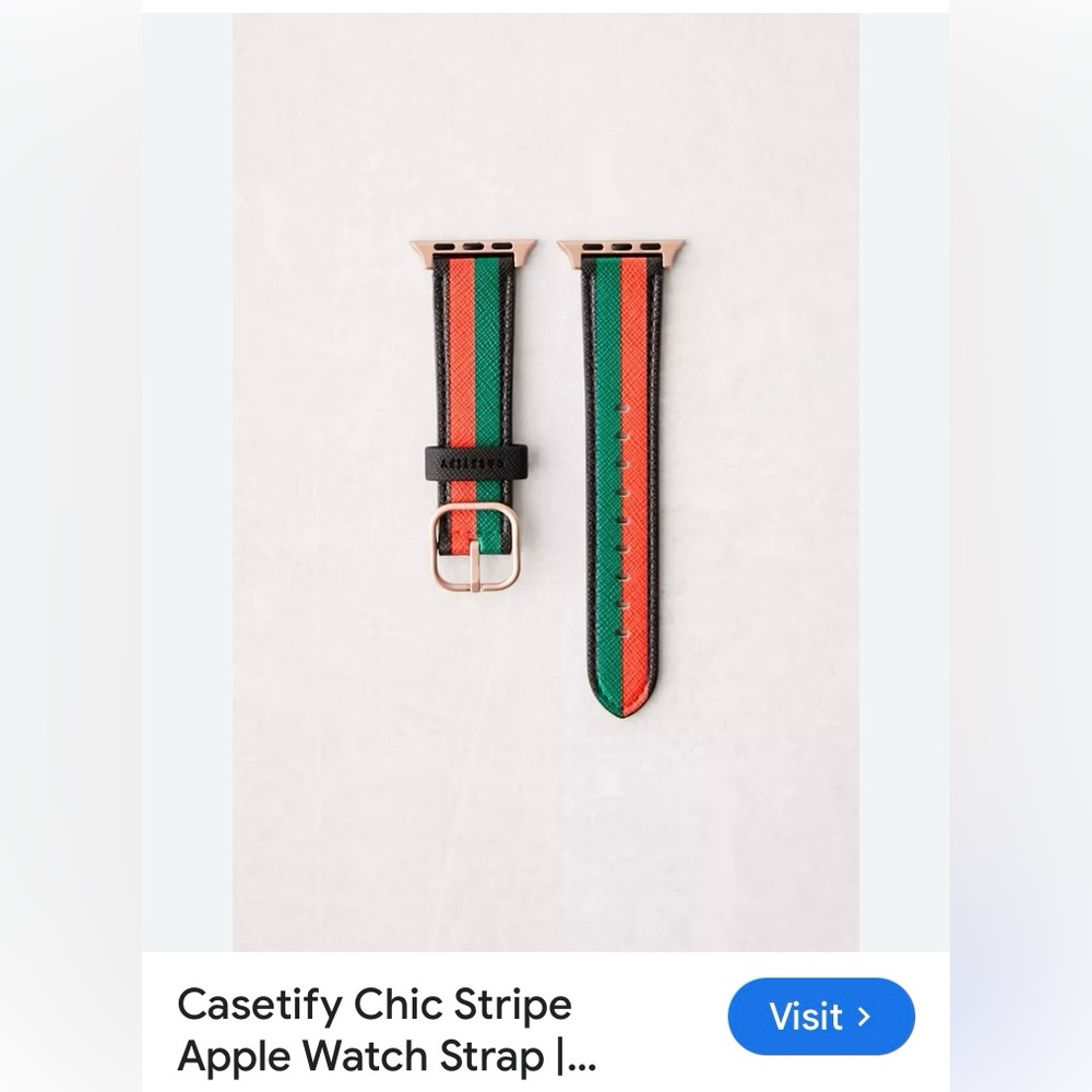 NEW Casetify Chic Stripe Apple Watch Strap Saffiano Watch Band 42mm & 44mm - Picture 8 of 10